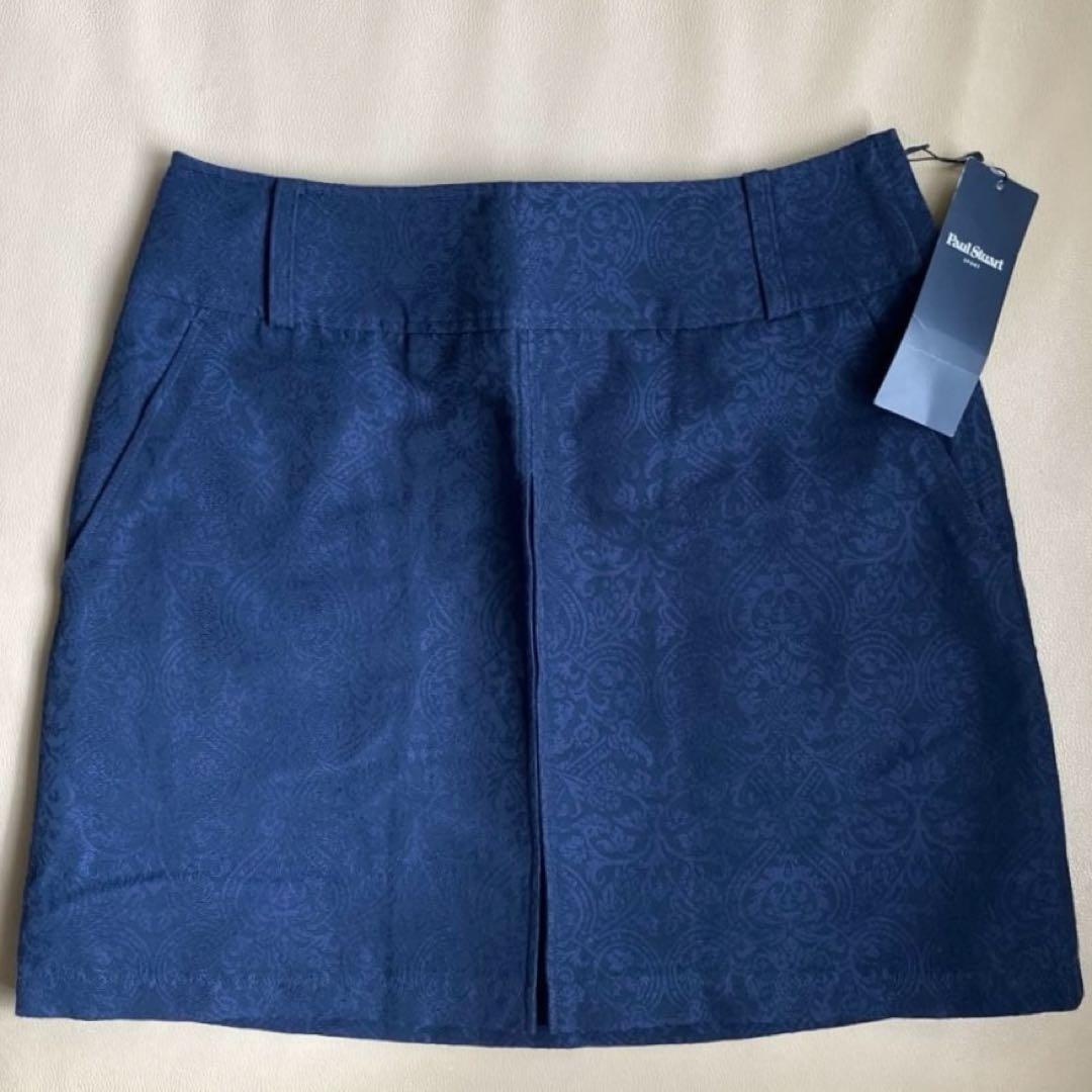 【未着用】ポールスチュアート ジャガード織 スカート サイズ7 ネイビー