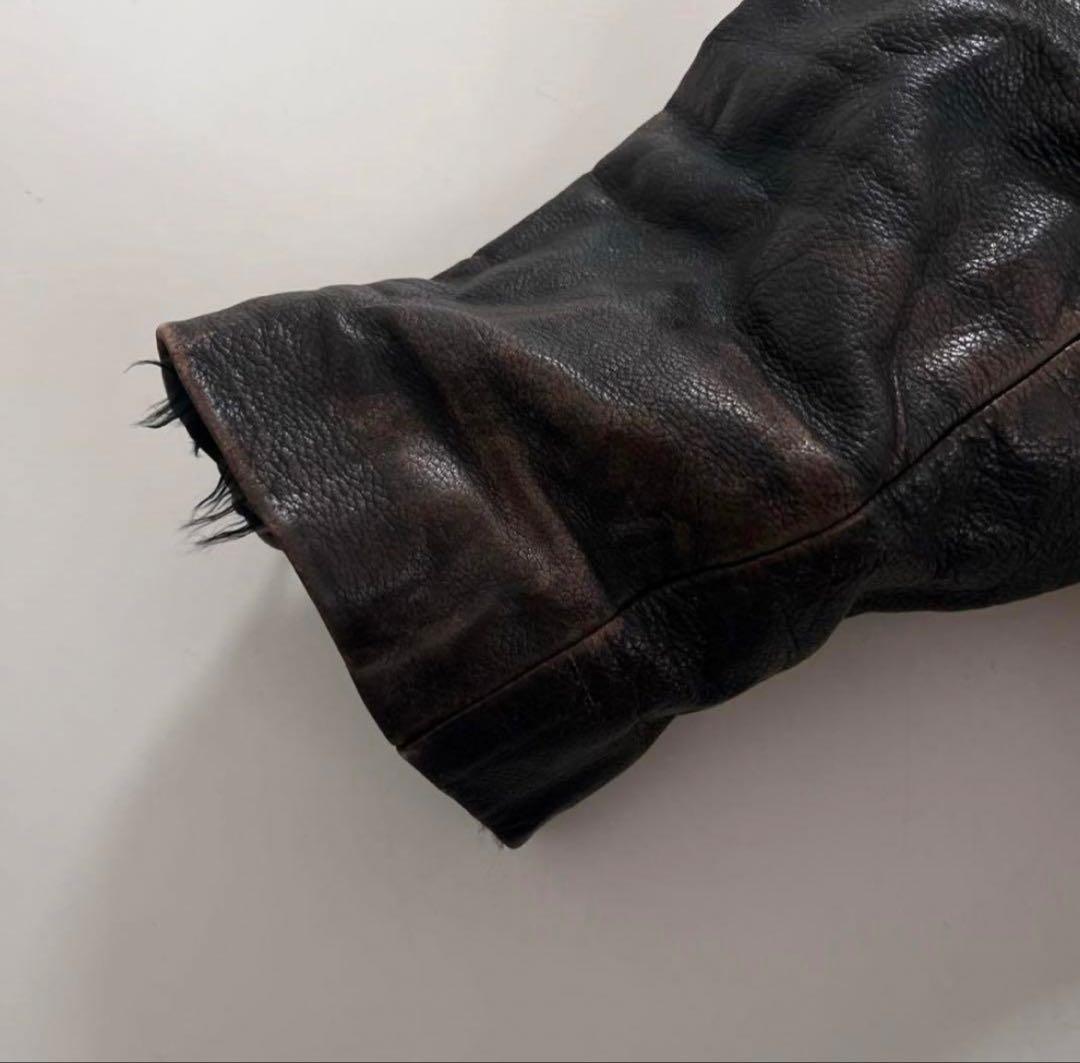 茶芯 80s ダブルライダースジャケット タロン ユーロヴィンテージ 本革 短丈