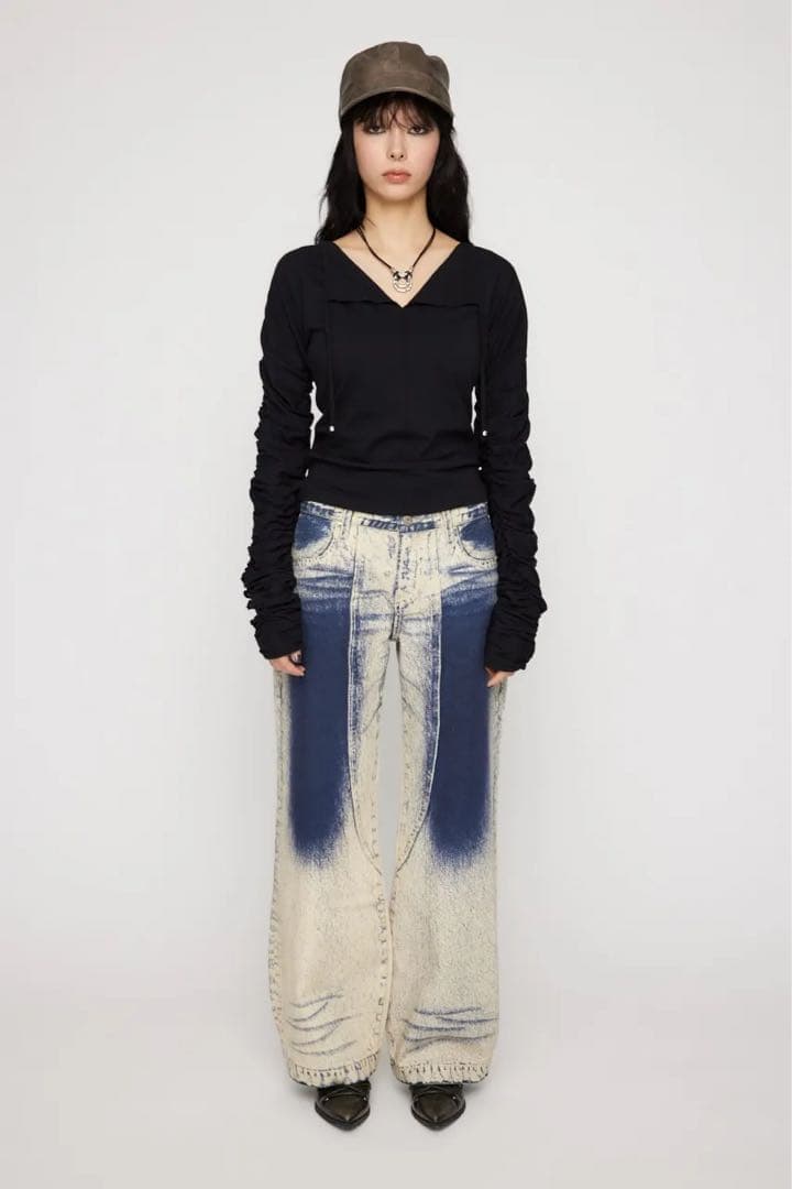 Lagua gem WASH PRINT FLARE デニム