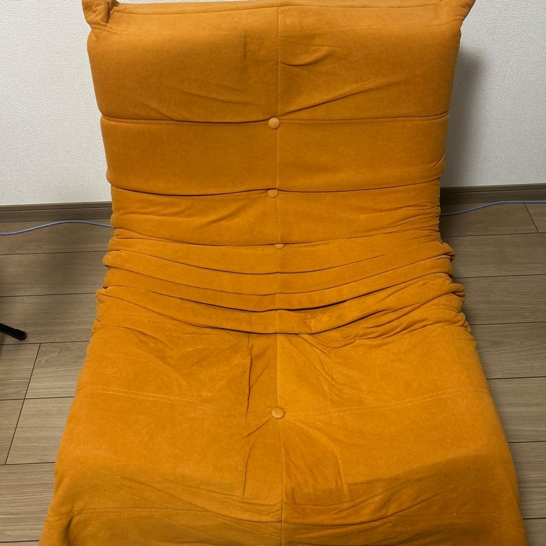 オレンジ ファブリック 1人掛けソファ