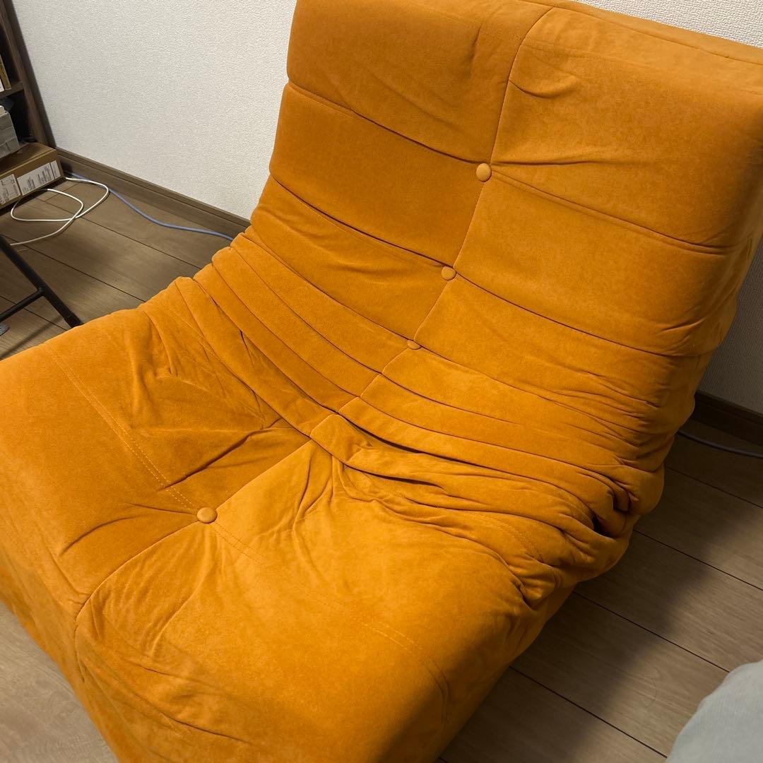 オレンジ ファブリック 1人掛けソファ
