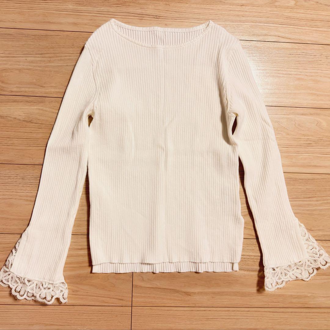 アルページュストーリー 袖口レースプルオーバー ホワイト M