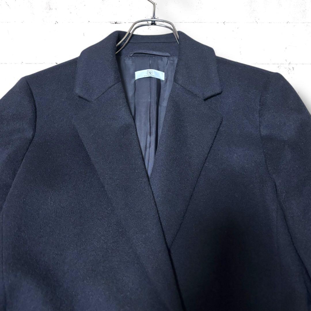 美品　カシミヤ 100% blanc vert ダブルブレスト　ロングコート　L