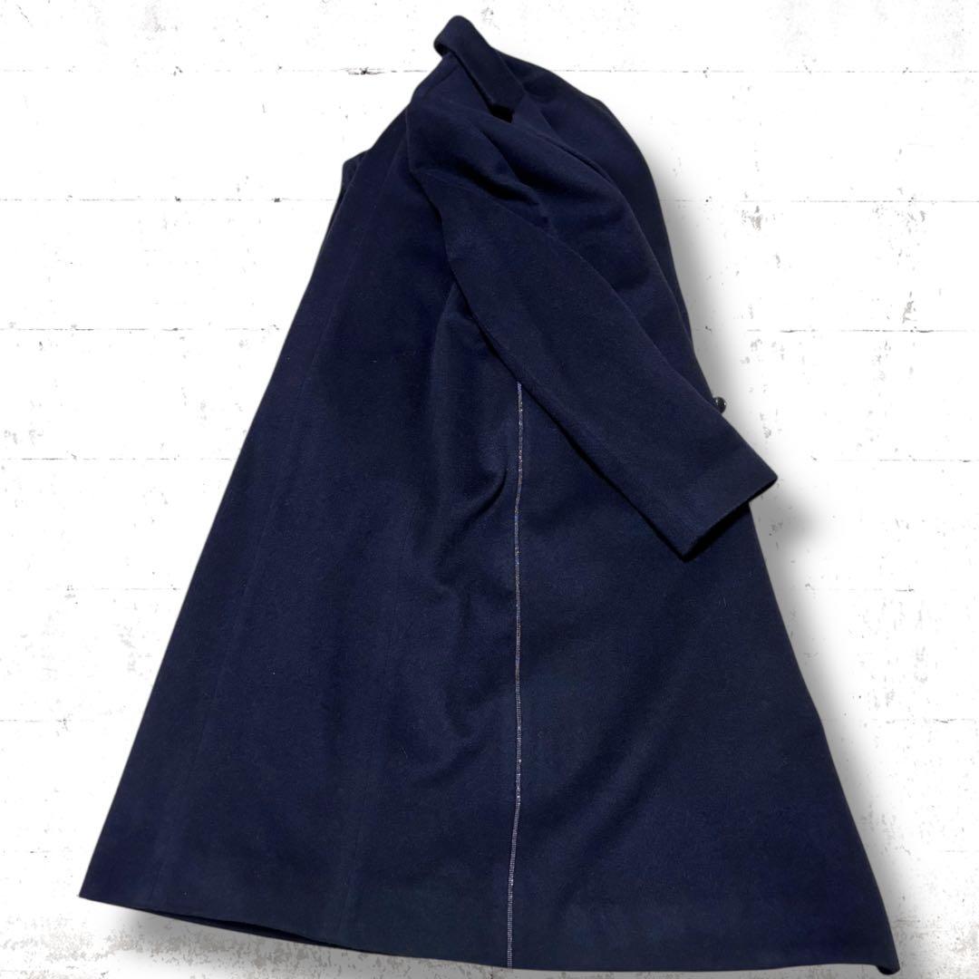 美品　カシミヤ 100% blanc vert ダブルブレスト　ロングコート　L