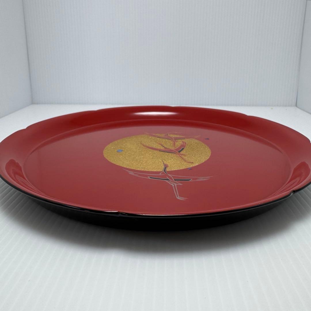 新品 高級 輪島塗 屋敷勝彦 螺鈿 青貝 鶴 お盆 和食器 平皿 漆 漆器