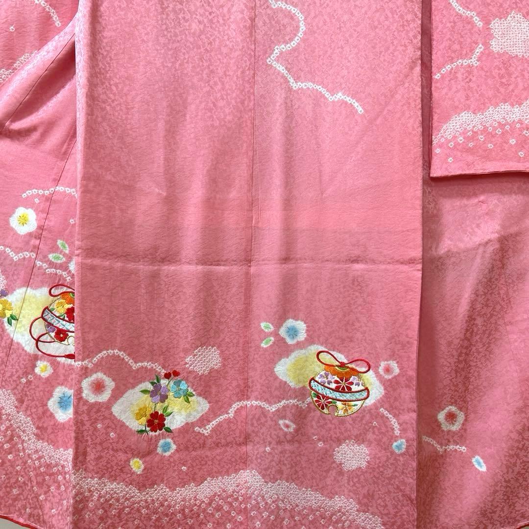 ひとみん　　No.108 七五三　7歳　　正絹着物フルセット　　絞り　新品