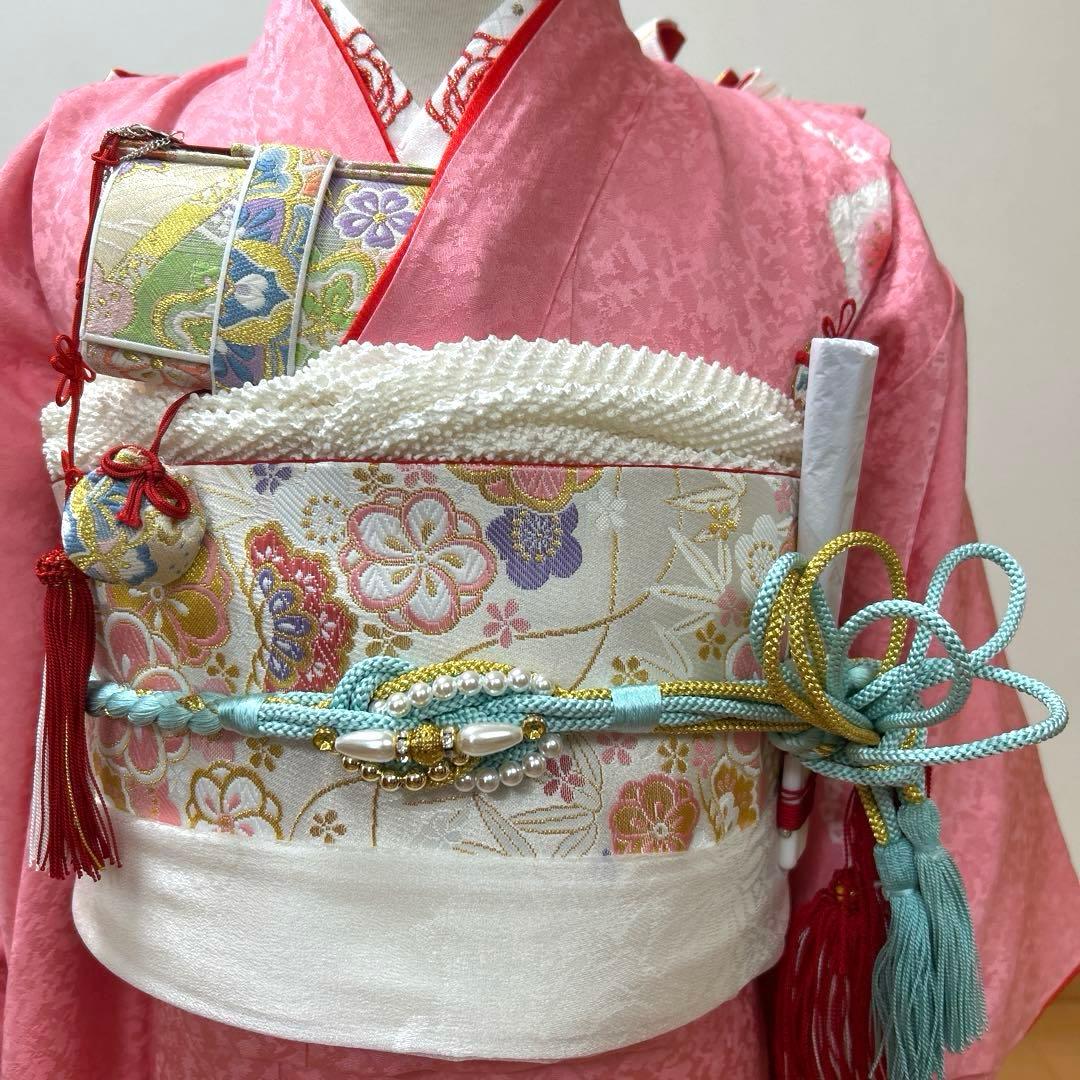 ひとみん　　No.108 七五三　7歳　　正絹着物フルセット　　絞り　新品