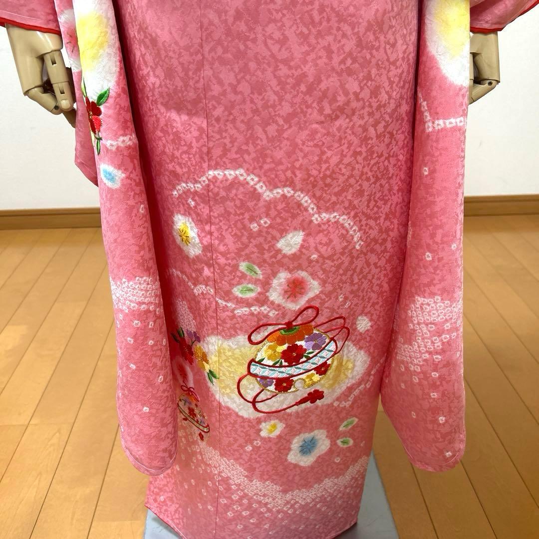 ひとみん　　No.108 七五三　7歳　　正絹着物フルセット　　絞り　新品
