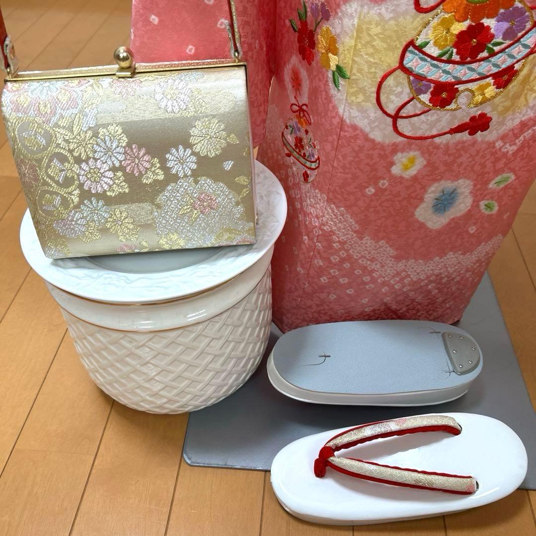 ひとみん　　No.108 七五三　7歳　　正絹着物フルセット　　絞り　新品