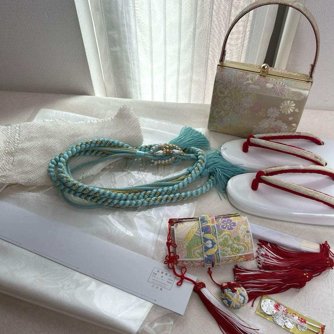 ひとみん　　No.108 七五三　7歳　　正絹着物フルセット　　絞り　新品