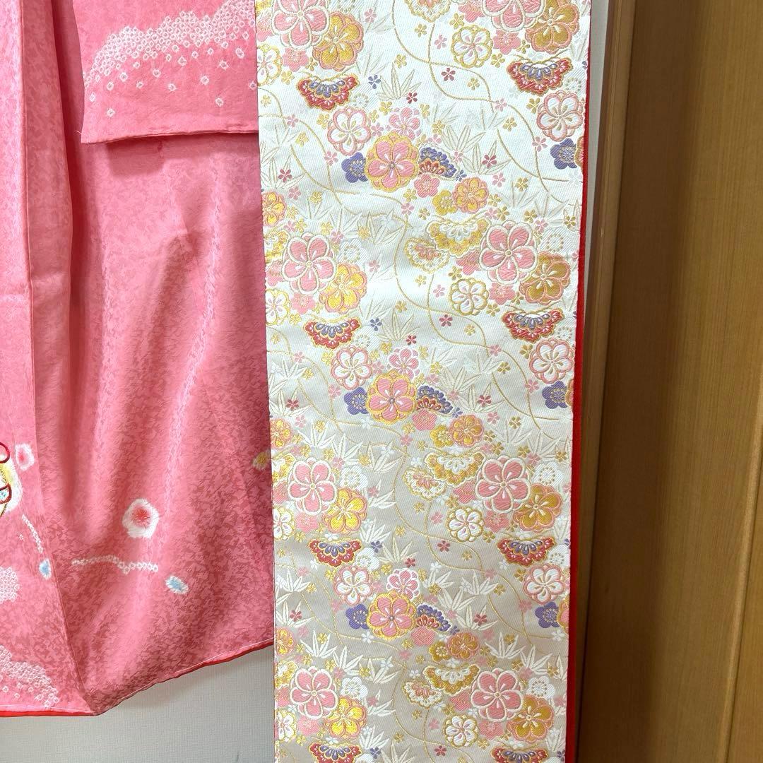 ひとみん　　No.108 七五三　7歳　　正絹着物フルセット　　絞り　新品