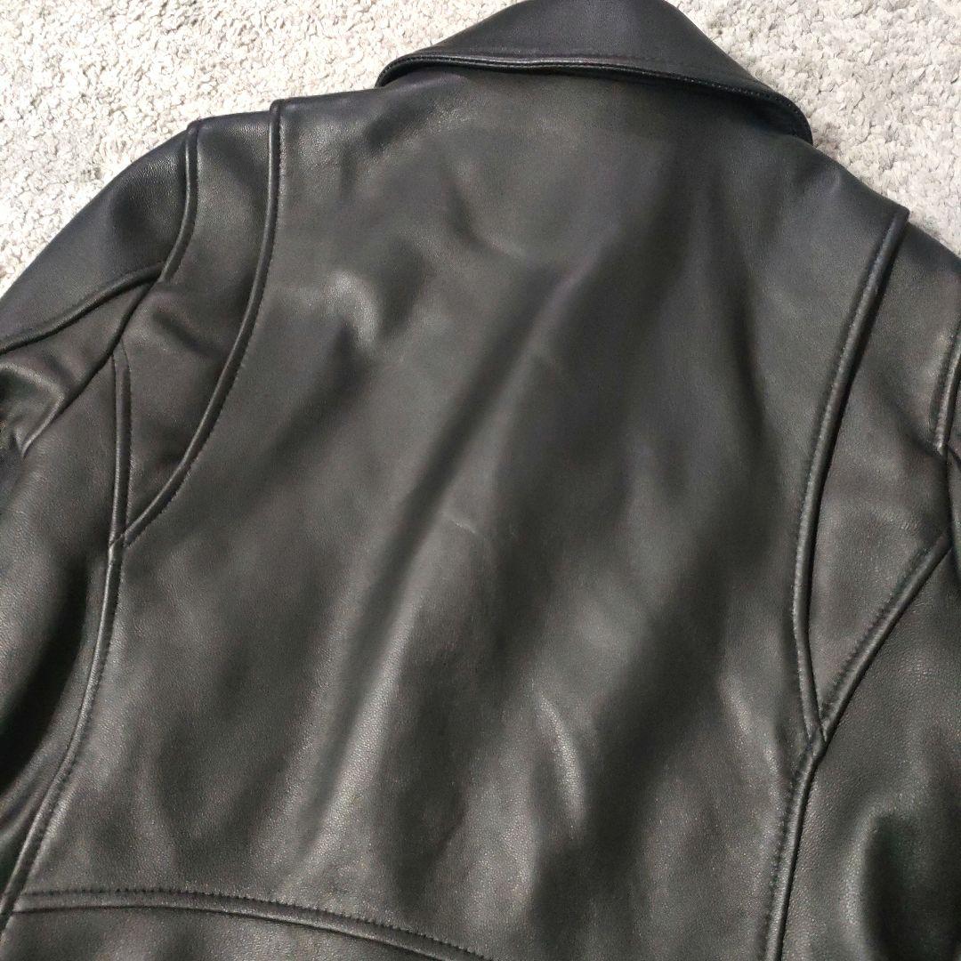 スピックアンドスパン　ダブルライダースジャケット ラムレザー　ブラック　S