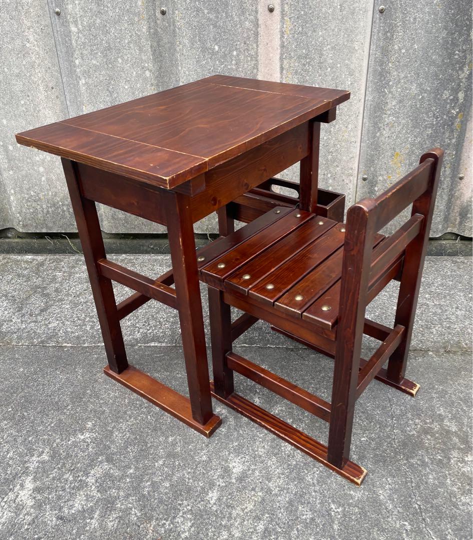 ビンテージ/木製/ドレッサー/鏡台/椅子/スツール/セット