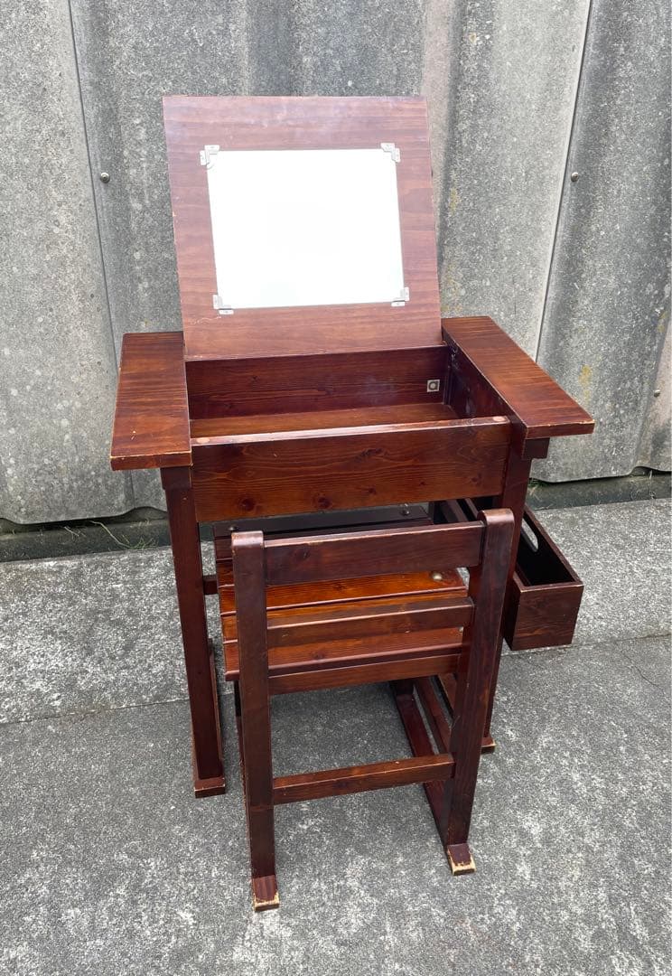 ビンテージ/木製/ドレッサー/鏡台/椅子/スツール/セット