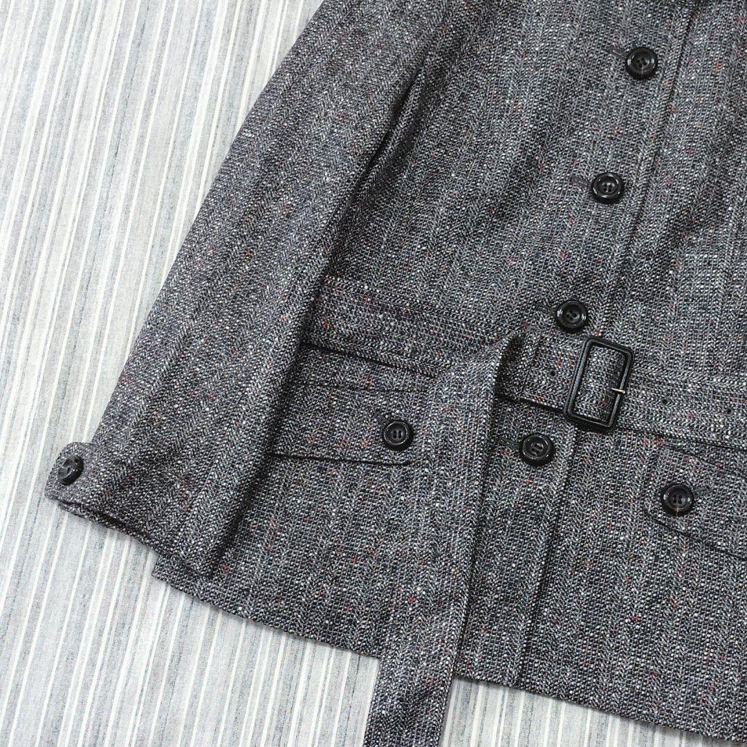 ★極美品★バーバリー＊ツイードジャケット＊絹混＊ベルト付き＊40