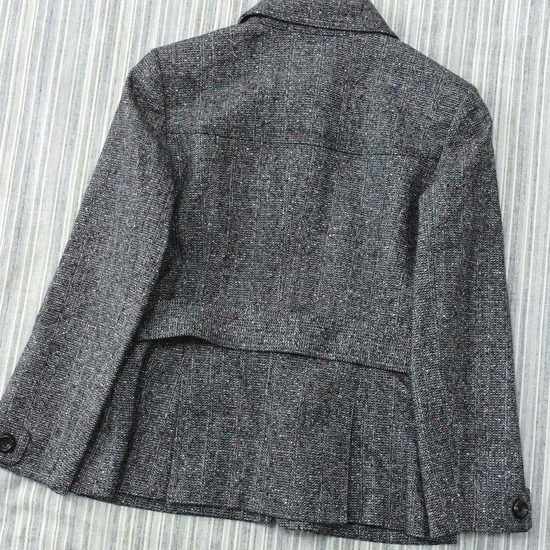 ★極美品★バーバリー＊ツイードジャケット＊絹混＊ベルト付き＊40