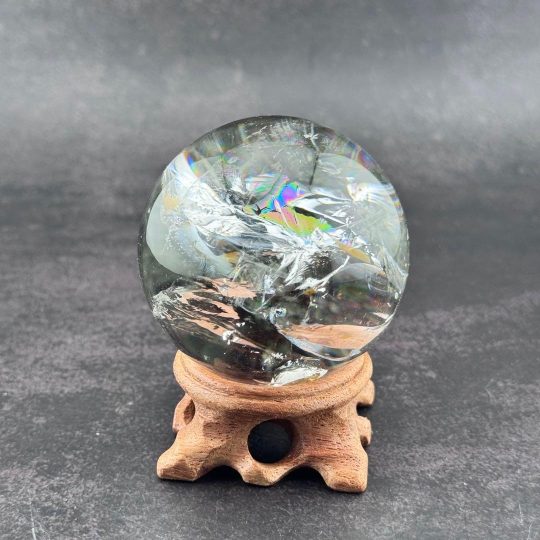 M-42虹入りガーデンクォーツ丸玉　水晶スフィア　天然石　クリスタル58mm