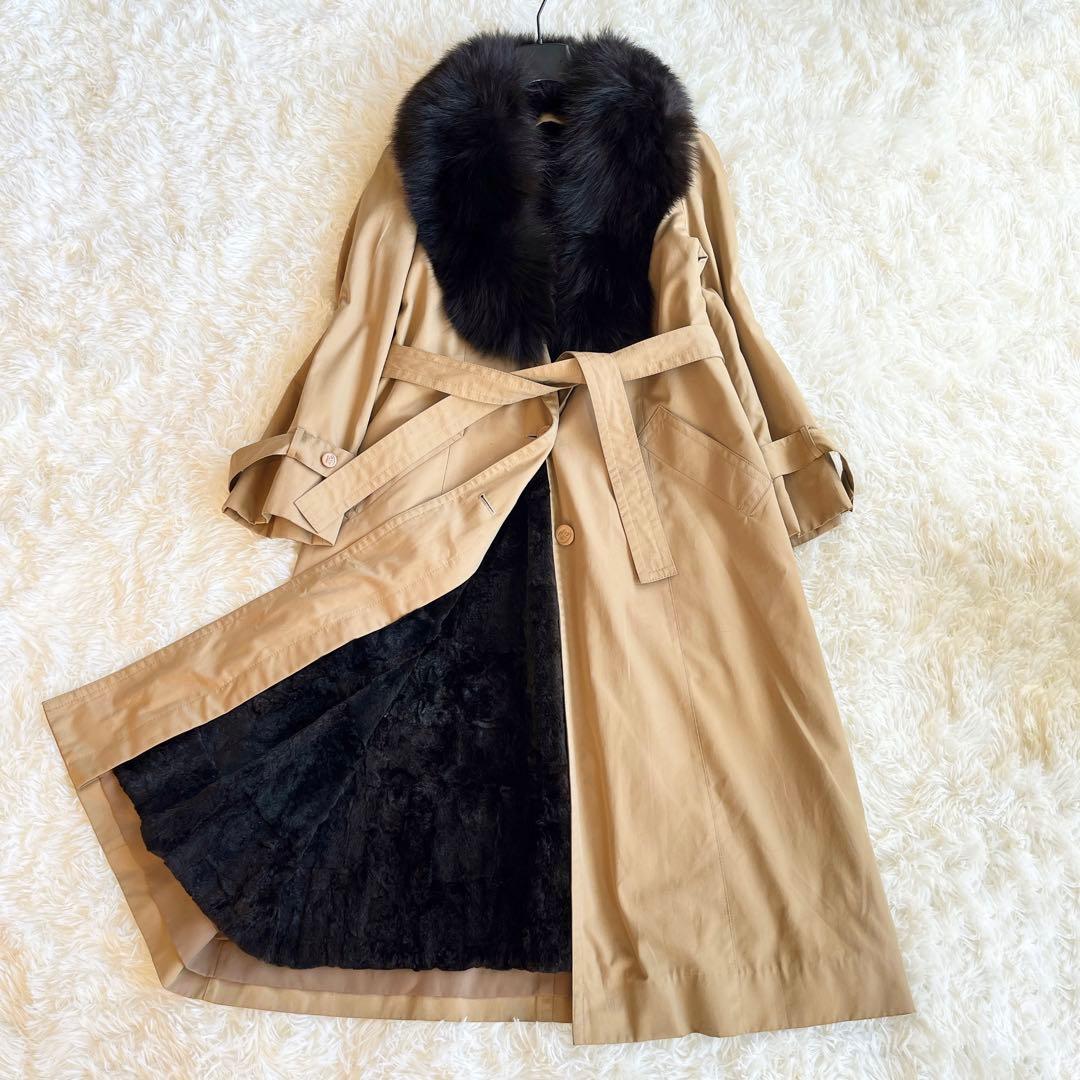 EMBA 大きめサイズ　毛皮ライナー　ミンク　トレンチコート　ファー　ベルト