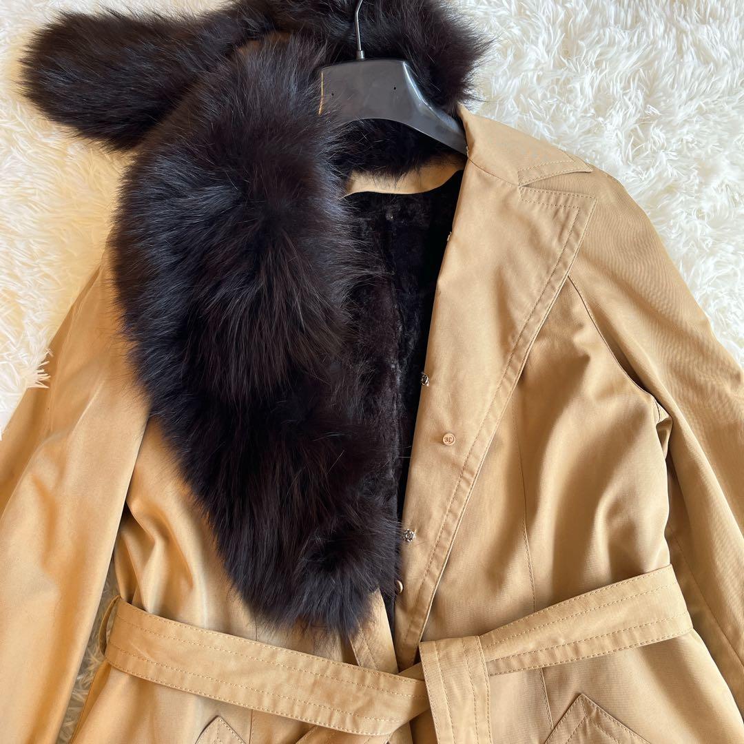 EMBA 大きめサイズ　毛皮ライナー　ミンク　トレンチコート　ファー　ベルト