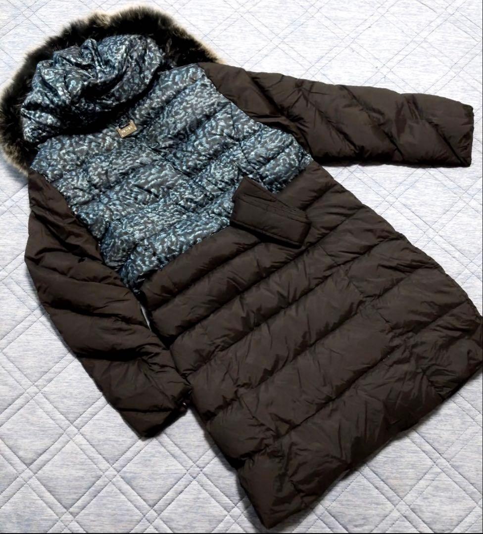 【未使用】最終SALE。BALMAN ダウン95%ブルーFOX軽量ダウンコート