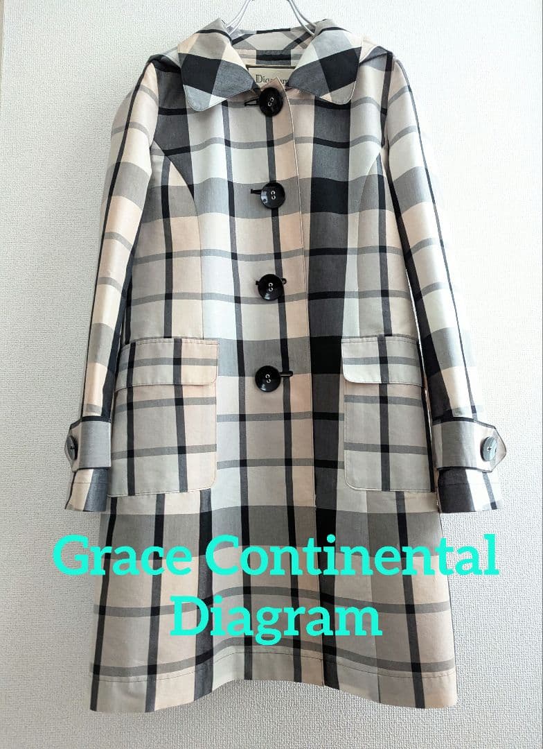 【美品】Grace Continental 撥水スプリングコート　大チェック柄