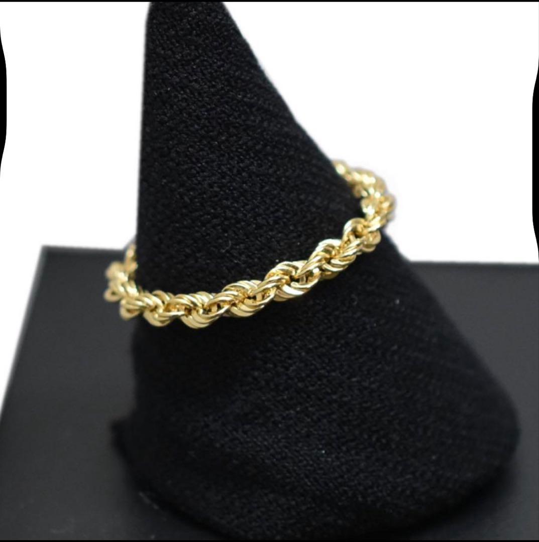 り*認様 K18 18金 イエローゴールド ロープチェーンリング