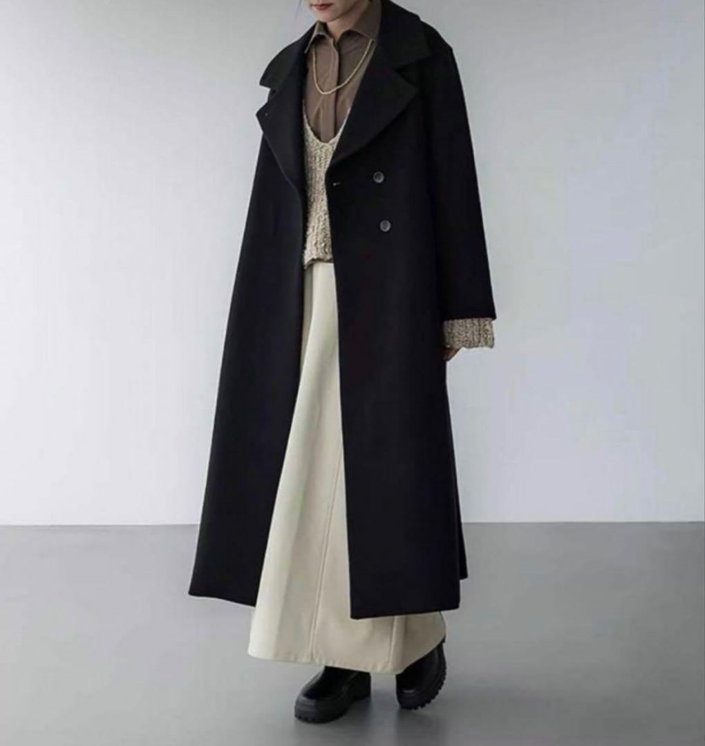 【美品】サイズ3crewre クルーレ カスタムメルトンマキシコート ブラック