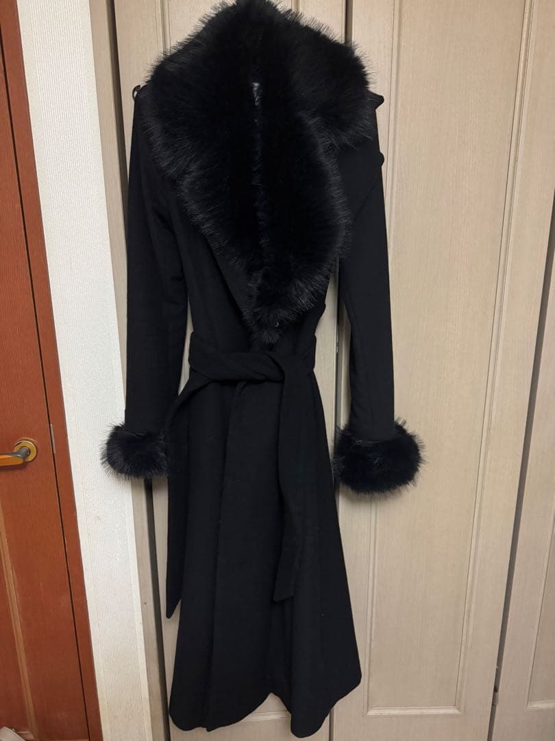 rienda ウールMIXクラッシィドレスコート （BLK）