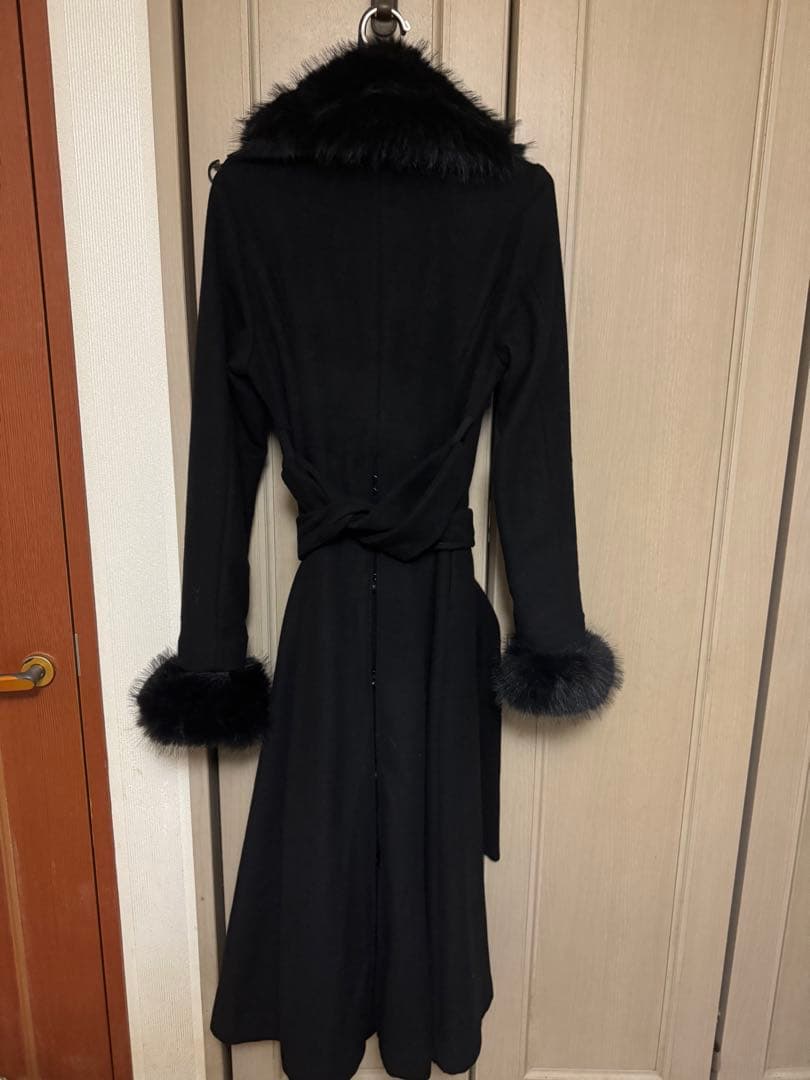 rienda ウールMIXクラッシィドレスコート （BLK）