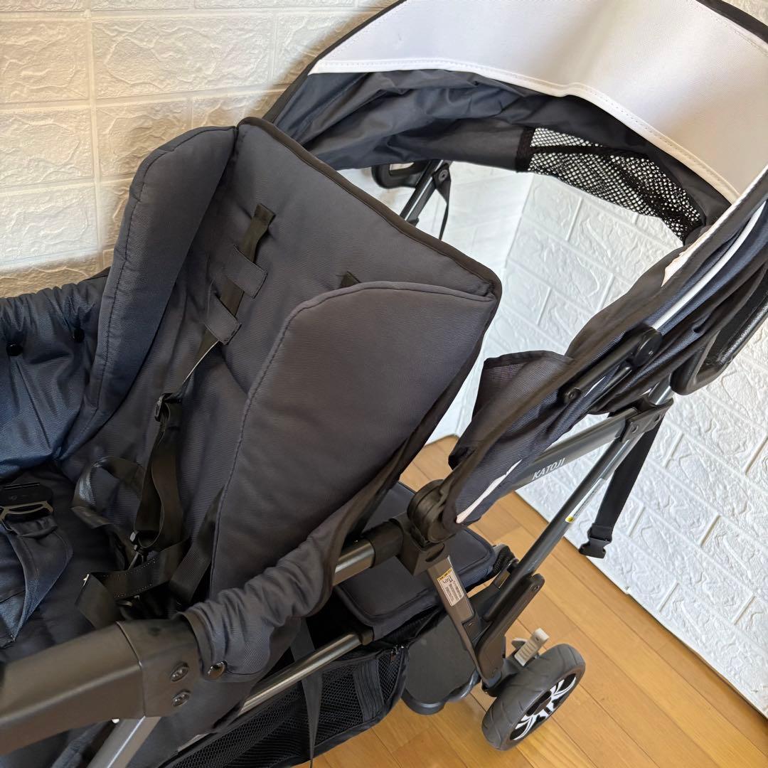 極美品　清掃済み　カトージ 2人でゴー 縦型 スリム 2人乗りベビーカー