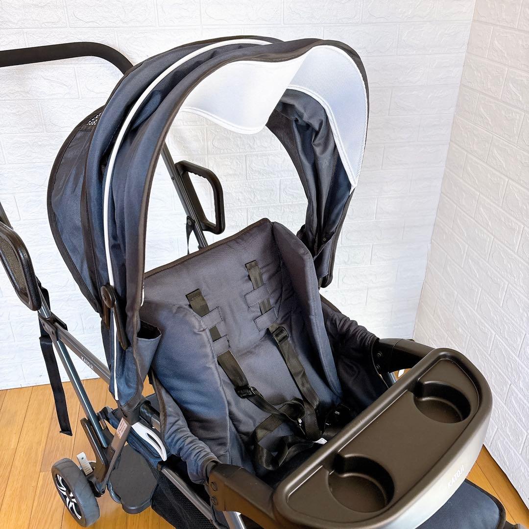 極美品　清掃済み　カトージ 2人でゴー 縦型 スリム 2人乗りベビーカー