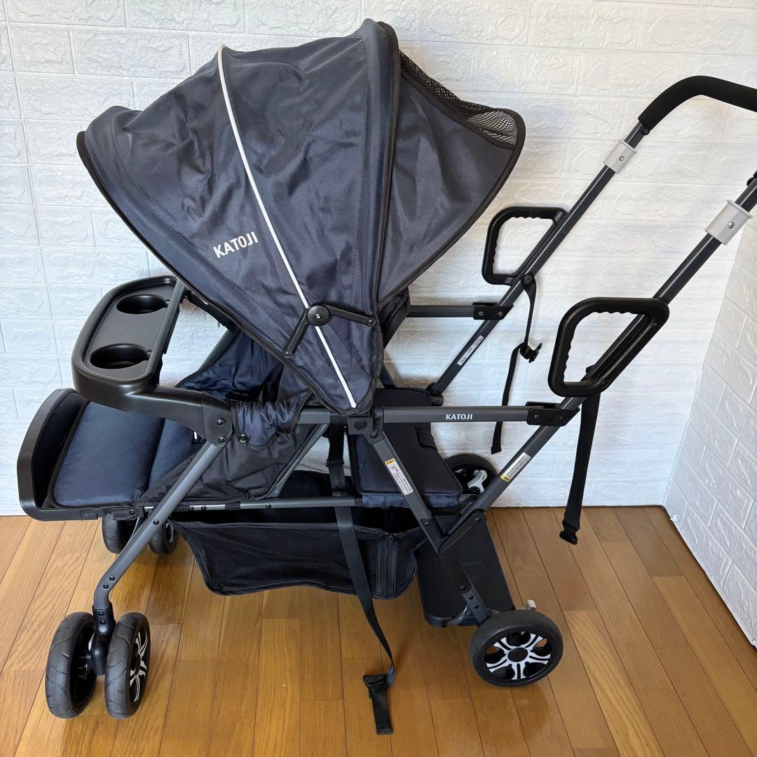 極美品　清掃済み　カトージ 2人でゴー 縦型 スリム 2人乗りベビーカー