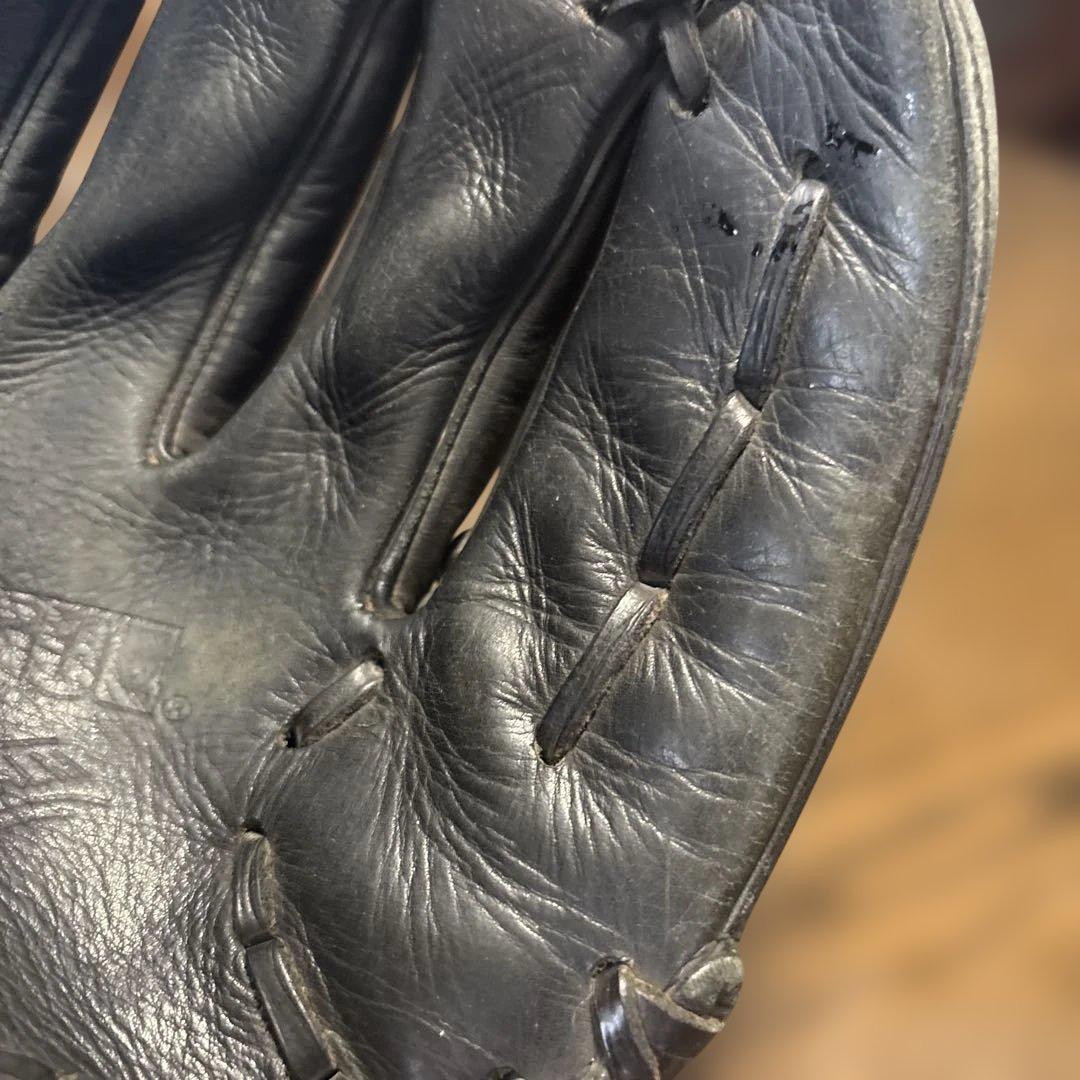 90'Sミズノ ビューリーグ 硬式グローブ 旧Mラベル 赤ビュー 日本製 黒