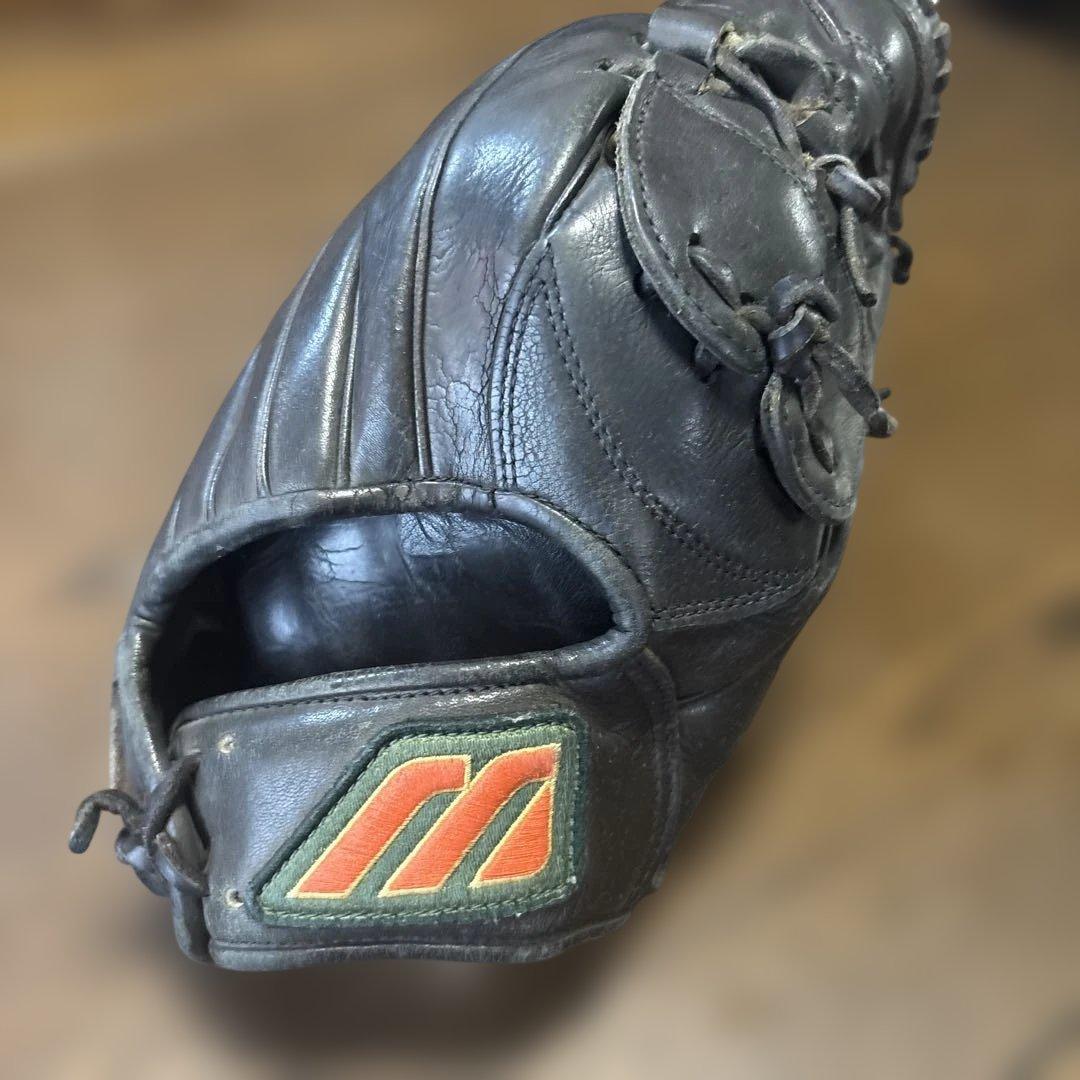 90'Sミズノ ビューリーグ 硬式グローブ 旧Mラベル 赤ビュー 日本製 黒
