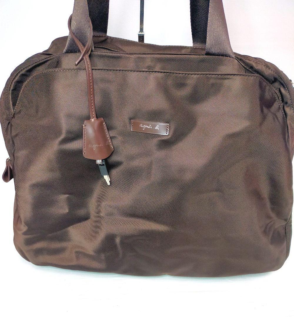 【美品】アニエスベー 大容量ボストン ブラウン 旅行にも最適！鍵付き
