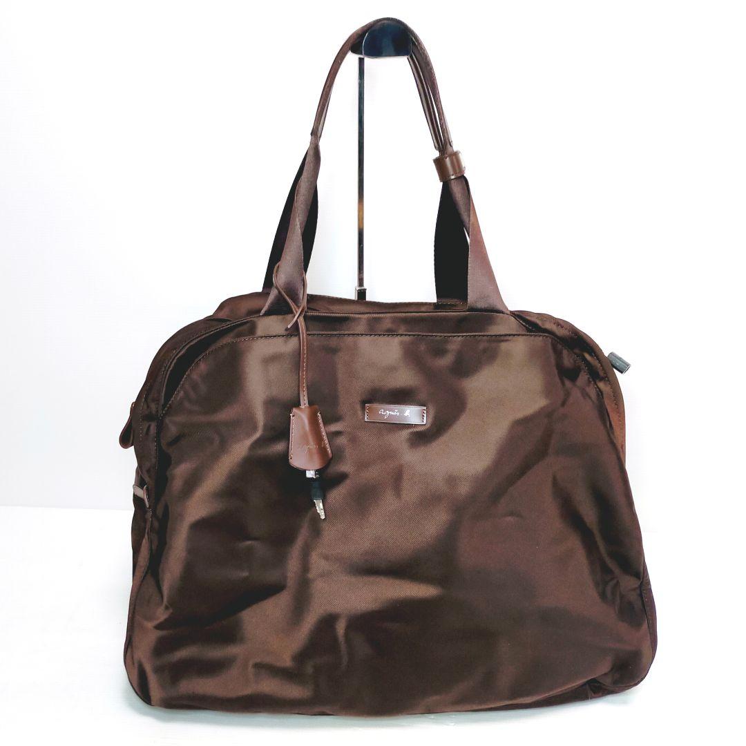 【美品】アニエスベー 大容量ボストン ブラウン 旅行にも最適！鍵付き