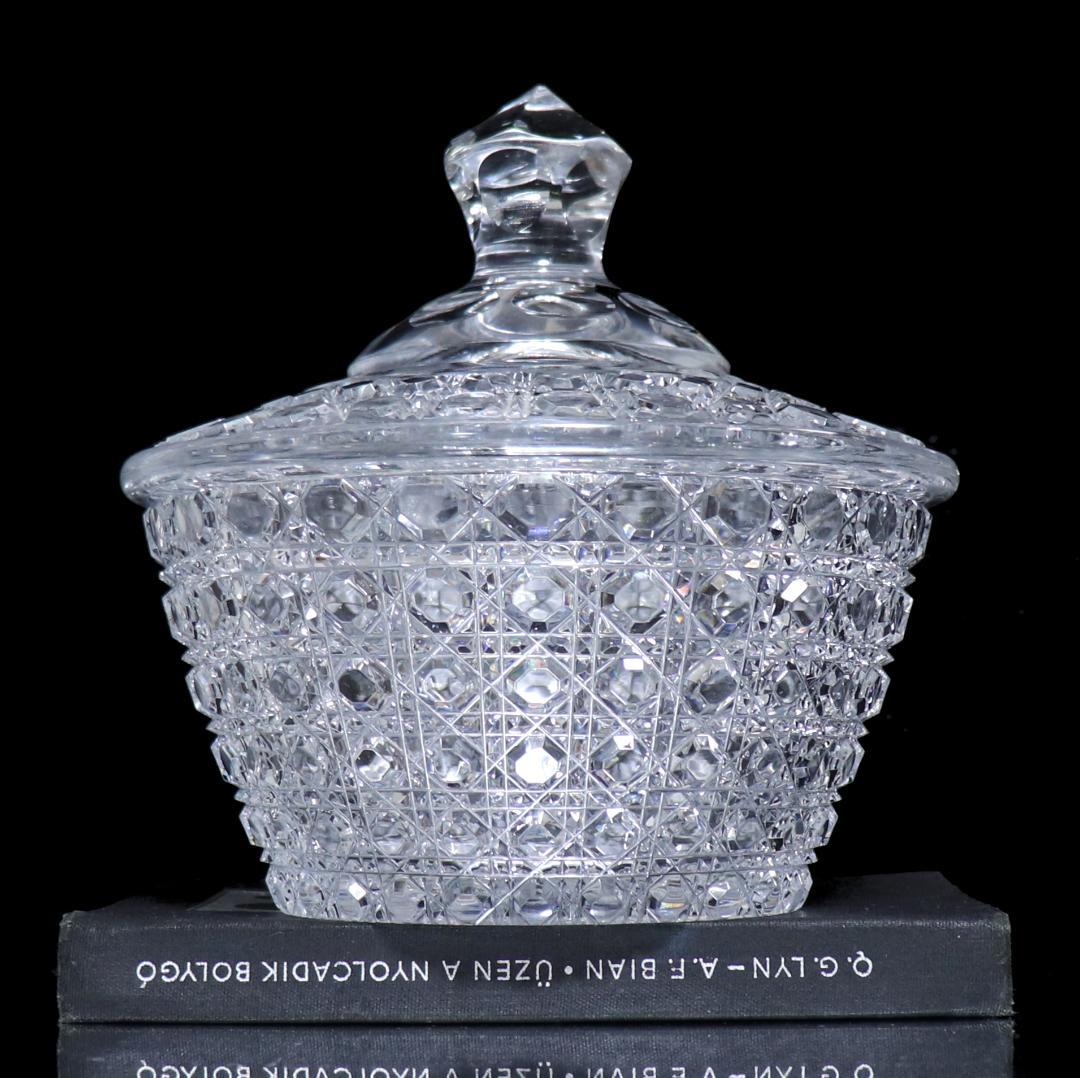 オールド・バカラ レア型最大級 1.6kg 重厚切子蓋物 ディアマン・ピエーリー