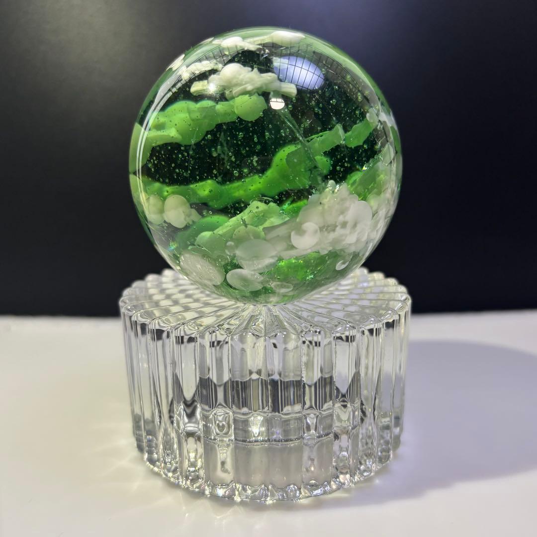 天然石　グリーンラリマー　スフィア　約69.8㎜ パワーストーン　丸玉