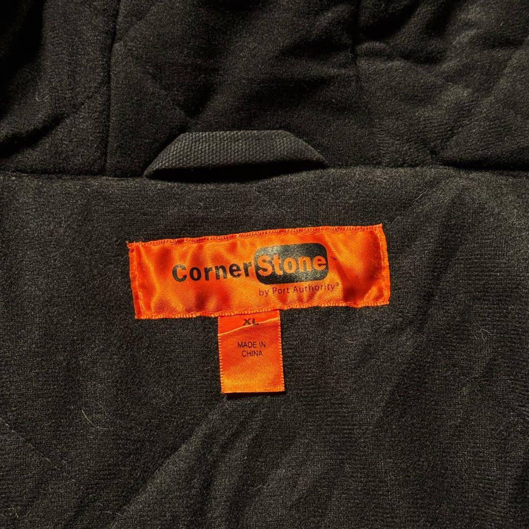2303 古着Corner Stoneダック地アクティブジャケット企業系ロゴ墨黒