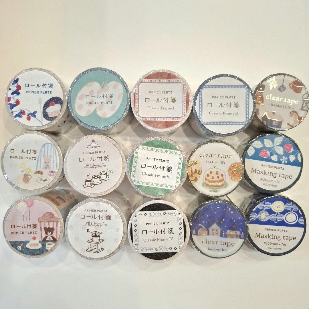ロール付箋クリアテープマステ15個セット　パピアプラッツマインドウェイブ