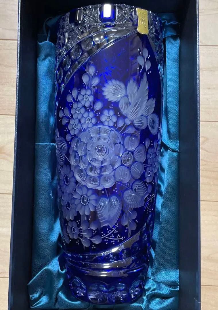 マイセンクリスタル　ミスティックフラワー　色被せ花瓶　F504/28B