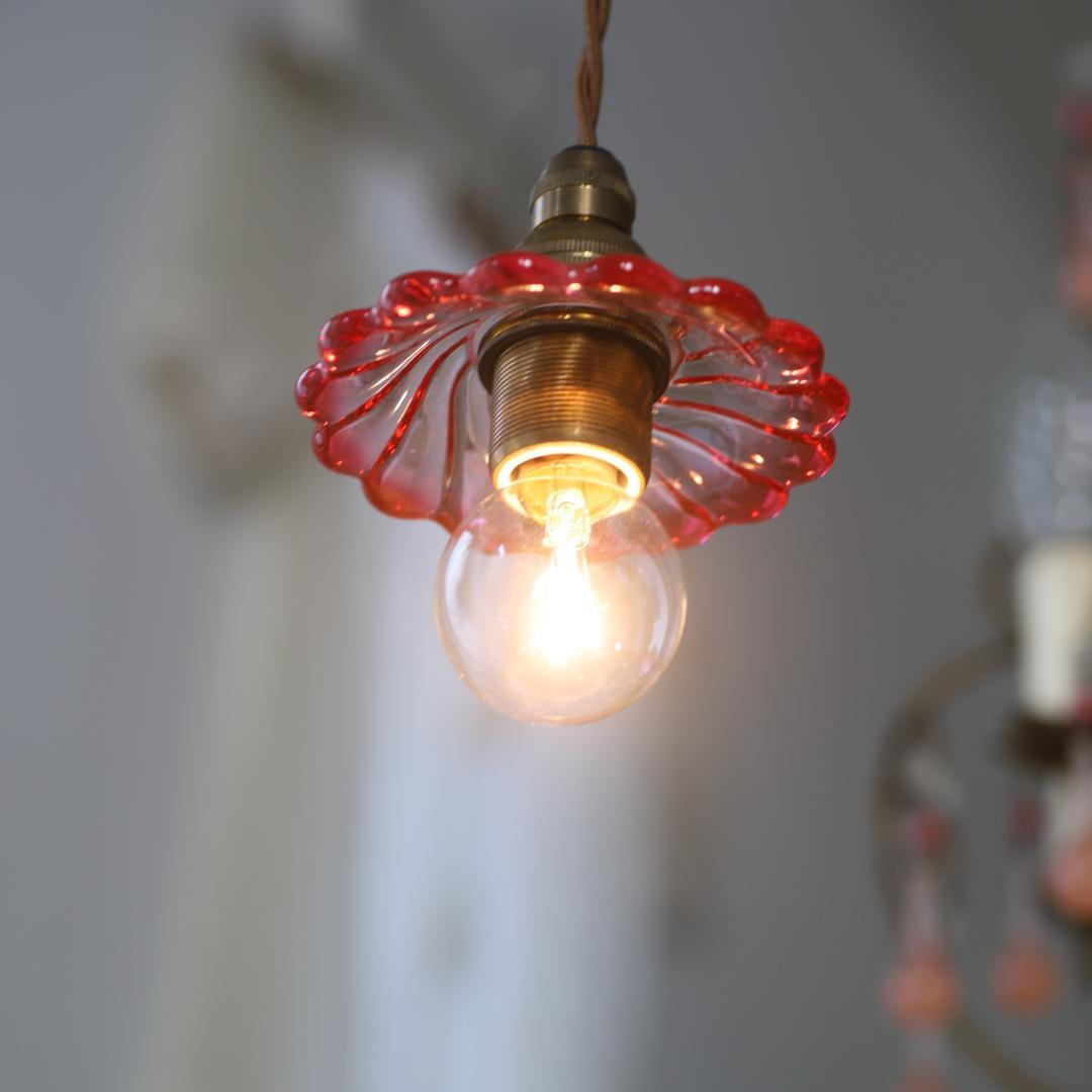 C*フランスアンティーク　オールドバカラ ローズミニシャンデリアシェード/ランプ