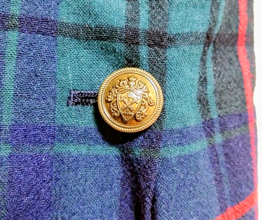 AD2011 トリココムデギャルソン タータンチェックプリーツスカート 金ボタン