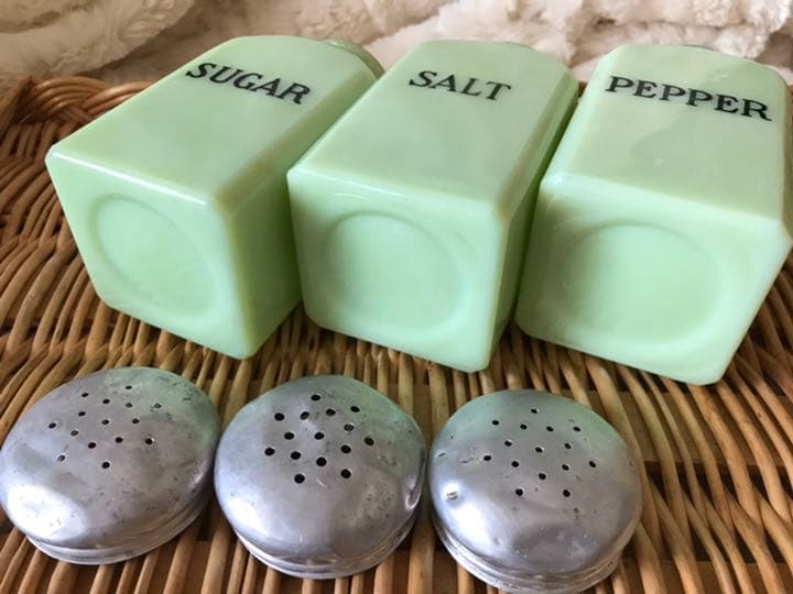 希少ジャネット社　スクエアシェーカーソルト&ペッパー&シュガー