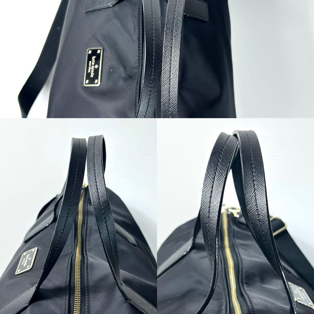 希少 超美品★kate spade 2way ボストン ブラック ロゴプレート