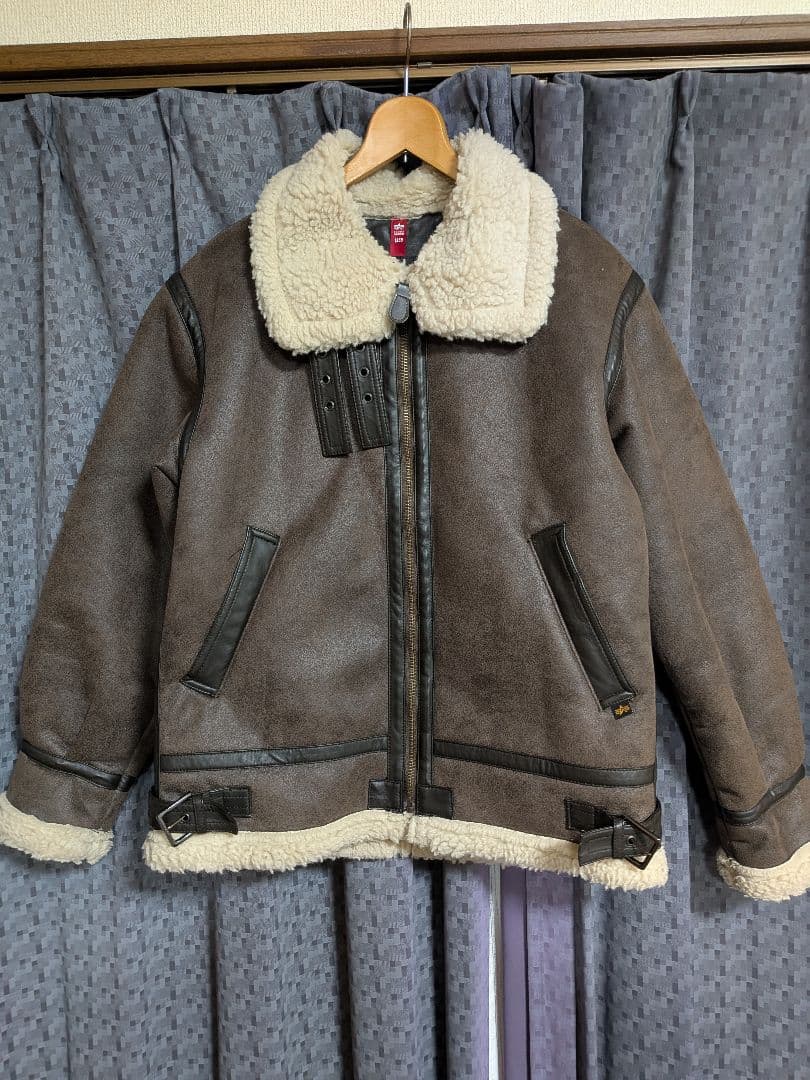 ALPHA　b-3　フェイクムートンレザージャケット　 Lサイズ