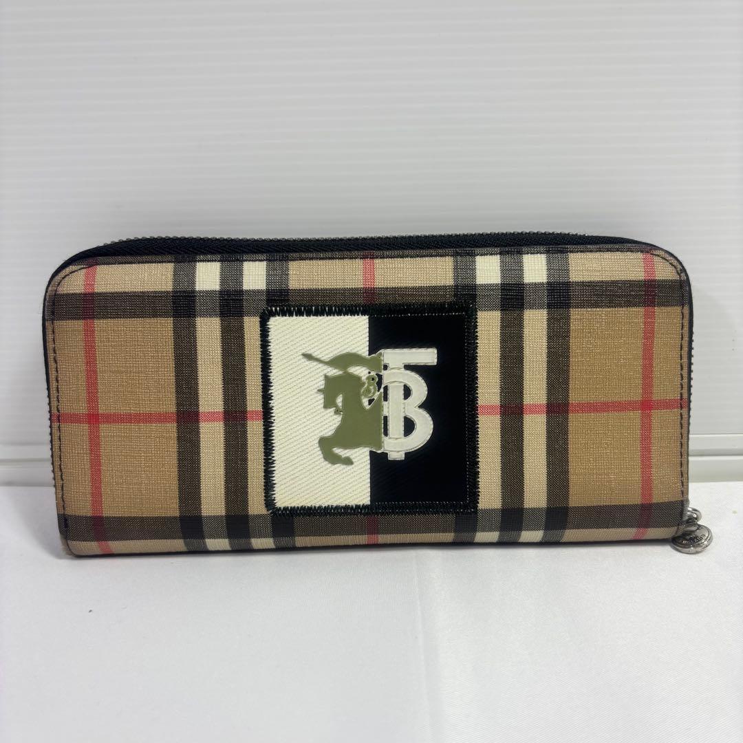 【希少】【美品】バーバリー 長財布パッチ付き　ホースロゴ　ノバチェック
