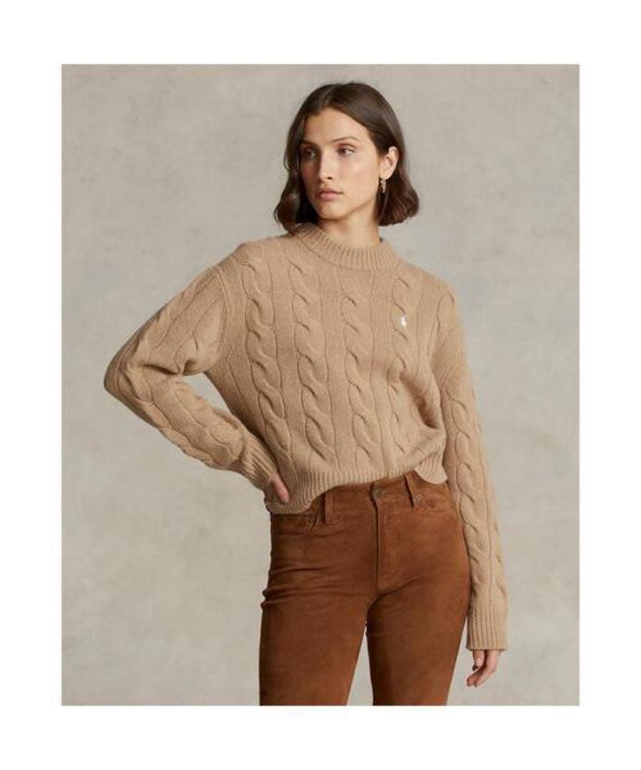 ポロラルフローレン ケーブル ウールカシミヤ モックネック セーター