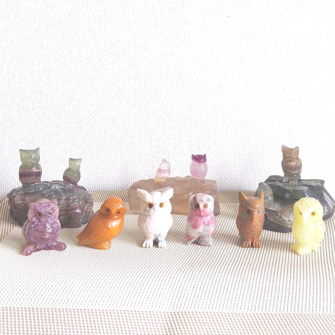 天然石　ふくろう　9点セット