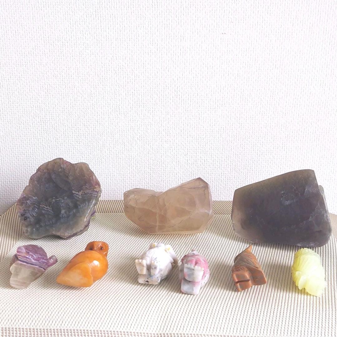 天然石　ふくろう　9点セット
